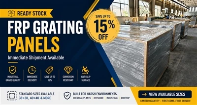 Pannelli grigliati in FRP pronti in stock: risparmia il 15% con spedizione immediata